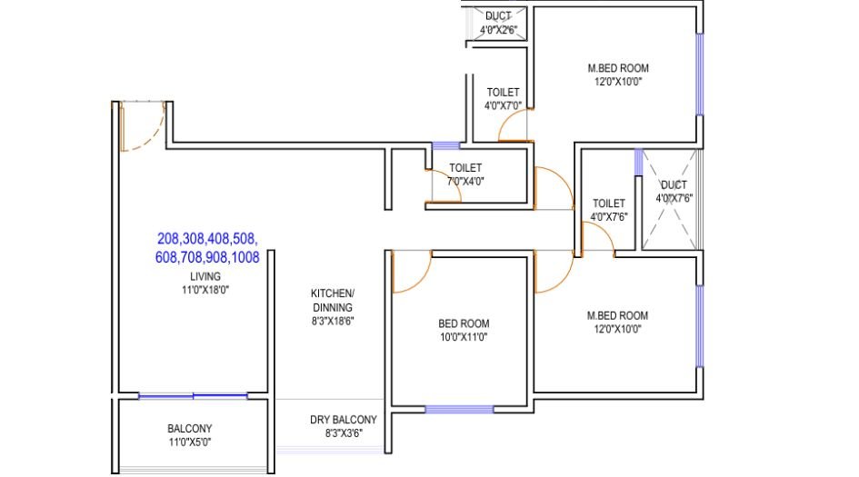 Sparkle-Youthika-Floor-Plan-3 BHK-975 Sqft